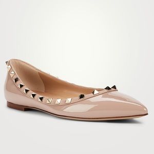 Authentic Valentino Ballerina Stud Shoes In Blush